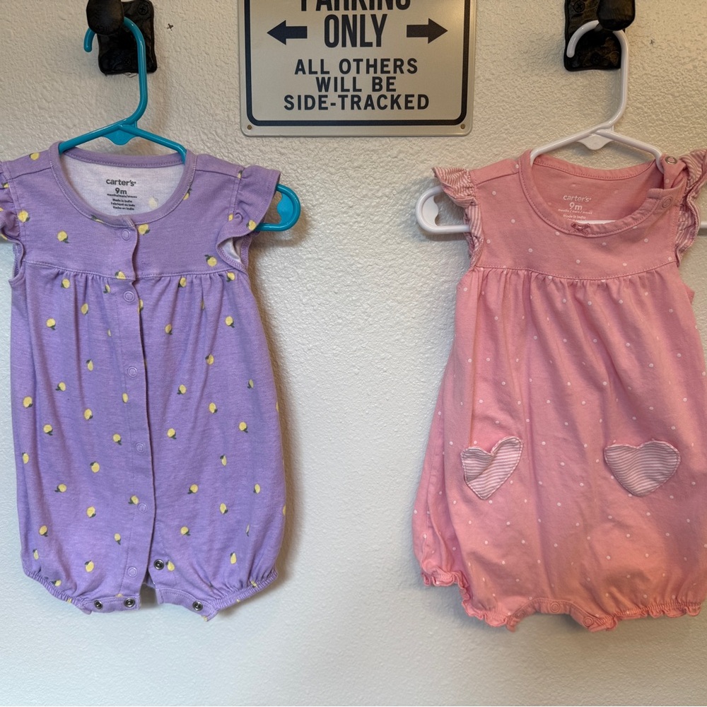Carter's Baby Rompers - TWO FOR ONE Purple and Pink